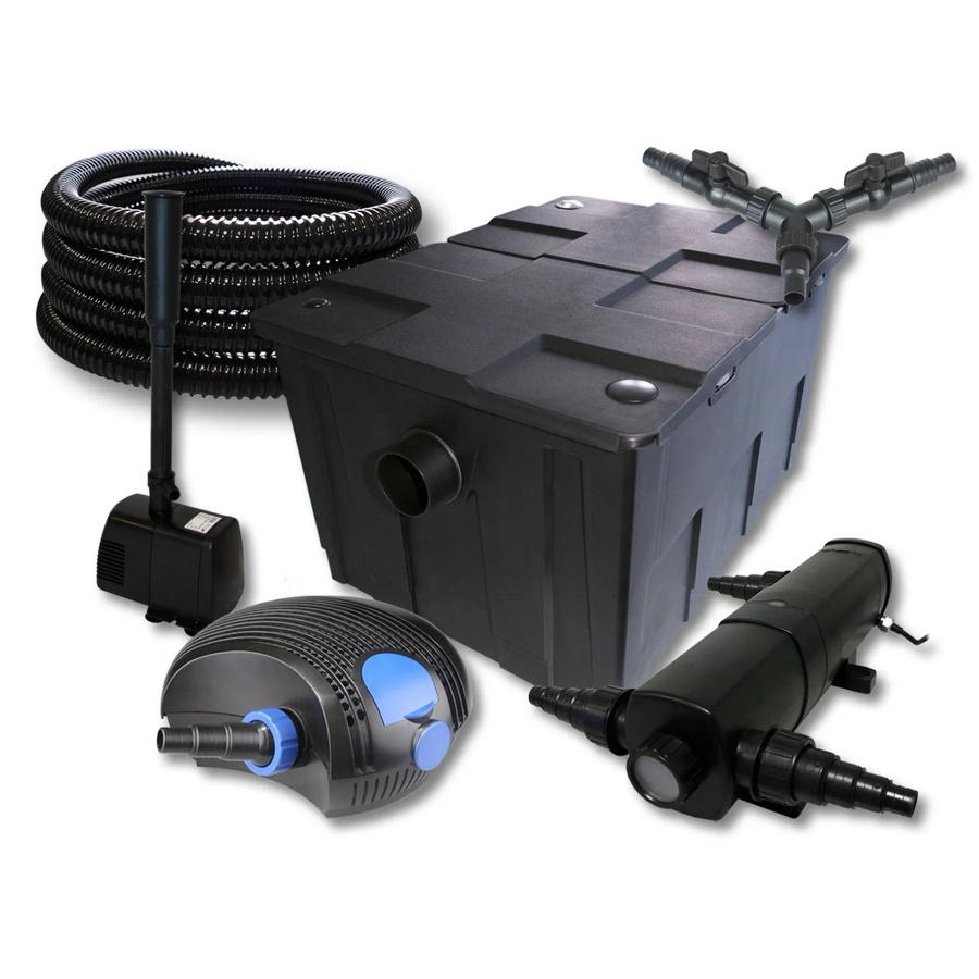 Sunsun Teichfilter Set mit 60000L Klärleistung, 18W Klärer und 100W Eco Pumpe inklusive Schlauch für deinen Springbrunnen in Schwarz - Bild 2