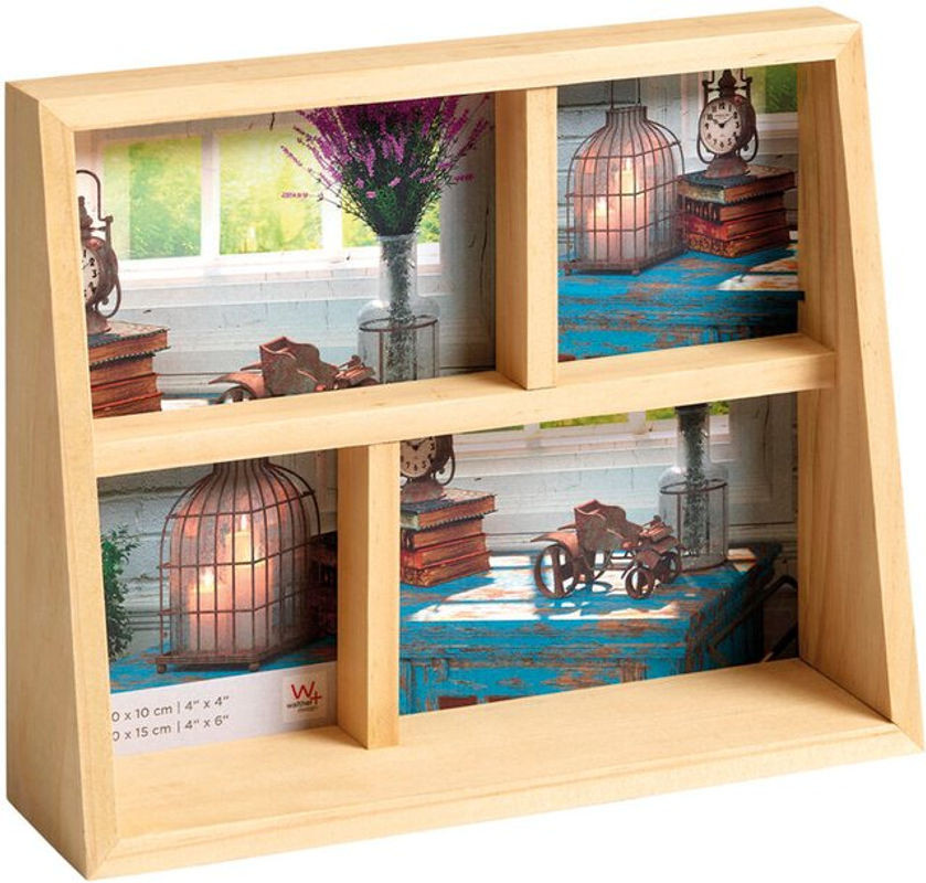 Walther Design Bilderrahmen Set Rustic Galerier aus Holz in Braun und Beige, 4er Set, B/H: 10 x 15 cm und 10 x 10 cm - Bild 1