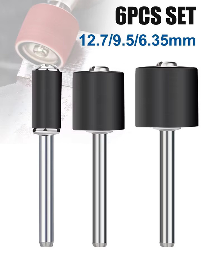 xcan Trommel-Gummidorn Set in Schwarz, 6 Stück mit 3,175 mm Schaftstange, passend für Dremel-Zubehör und Drehwerkzeuge - Bild 5