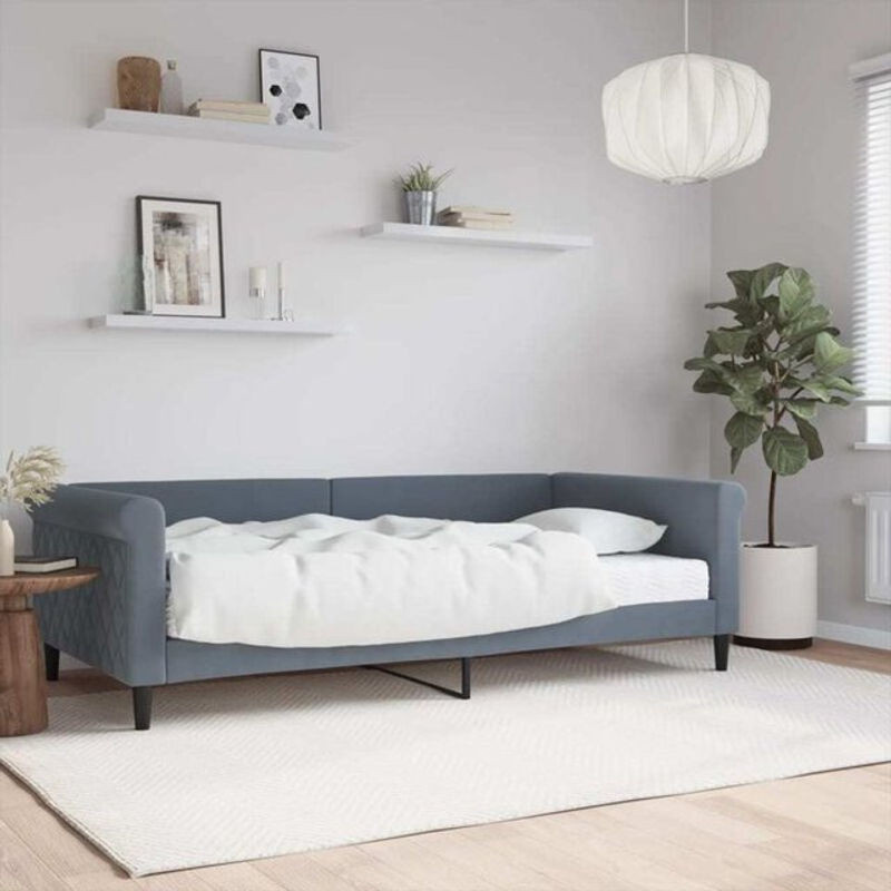 Vidaxl Polsterbett Tagesbett mit Matratze aus Samt und Metall in Anthrazit Grau B/T: 100 x 200 cm - Bild 1