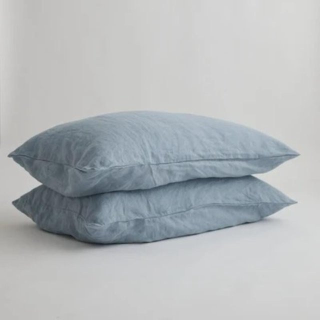 YT Daily Necessities Leinen Kissenbezug mit Umschlagverschluss, grau-blau, B/H: 50 x 70 cm - Bild 1
