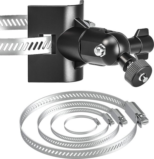 Verstellbare Edelstahl-Schlauchklemme als Rohrstangen-Halterung für Blink Outdoor 3. Generation, Blink XT, XT2 und Outdoor 4 4. Generation in Schwarz oder Silber - Bild 1