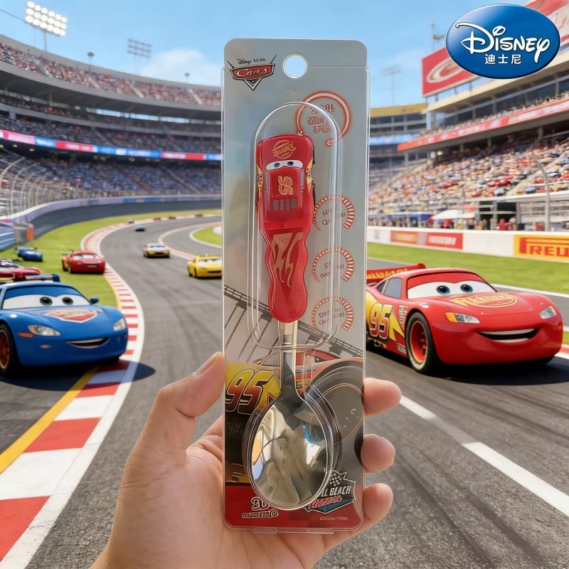Disney Cars Lightning McQueen Besteckset für Kinder aus rotem Edelstahl mit Gabel, Löffel und Aufbewahrungsbox - Bild 4