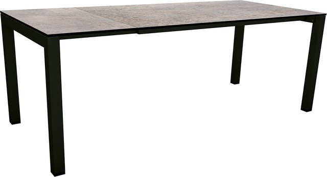 Stern Ausziehtisch für den Garten aus Aluminium in Schwarz Matt mit Silverstar Smoky Glasplatte, B/T: 160 x 90 cm, erweiterbar auf 210 x 90 cm - Bild 1