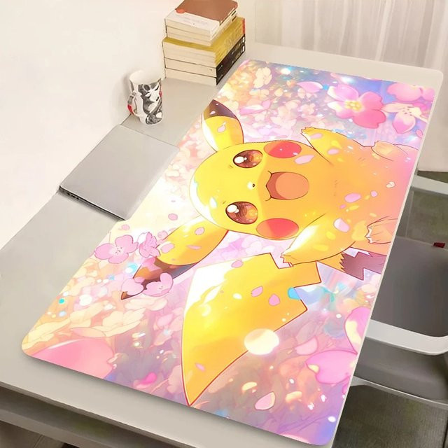 Bandai Pokemon Pikachu Anime Gaming-Mauspad in Rosa und Multicolour, rutschfeste Schreibtischunterlage für PC und Laptop - Bild 1