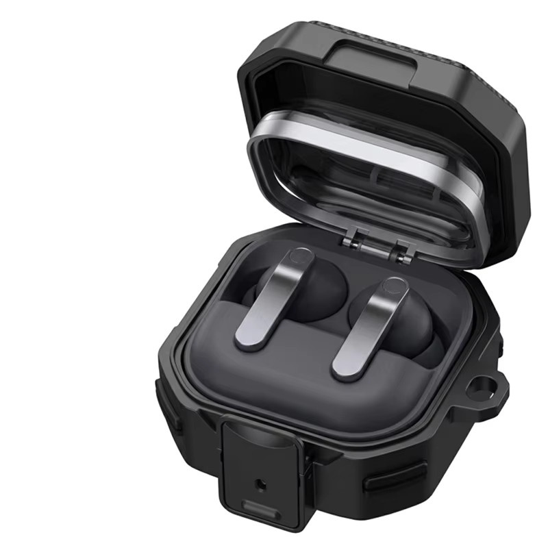 Stoßfeste Kohlefaser-Schutzhülle für Samsung Galaxy Buds 4/4 Pro mit Schalterverschluss in Schwarz und Grün - Bild 2