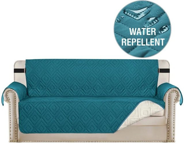 Lylyna Wasserdichter und rutschfester Sofabezug für 1-Sitzer, blau/petrol, verdickte Sofahusse aus Polyester-Elastan-Stretch, waschbar - Bild 1