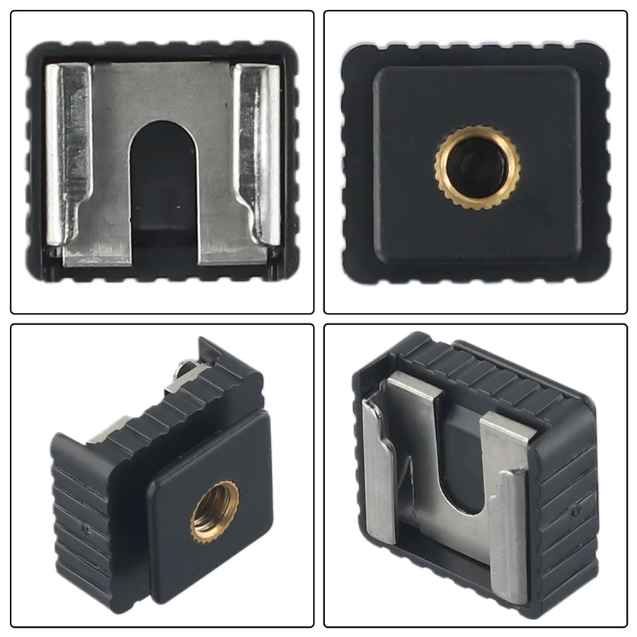 Blitz-Hotshoe-Adapter Schwarz: Standard-Hotshoe auf 1/4-Zoll-Schraube für Blitzgeräte und Stative im Fotostudio - Bild 3