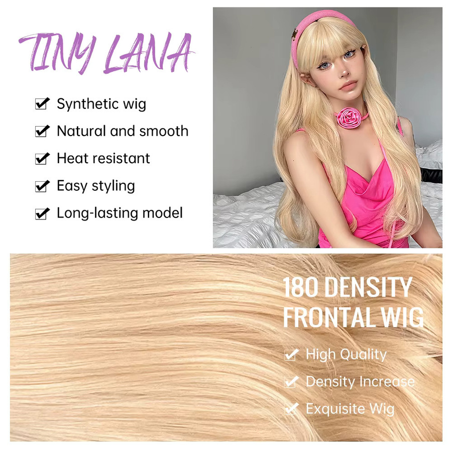 TINY LANA Perücke, blonde Wellen mit Pony, synthetisch, Damen - Bild 2