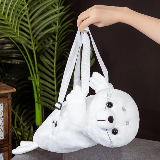 Weft Plüschrucksack, Weißer Seehund, 50cm, Weiß - Bild 1