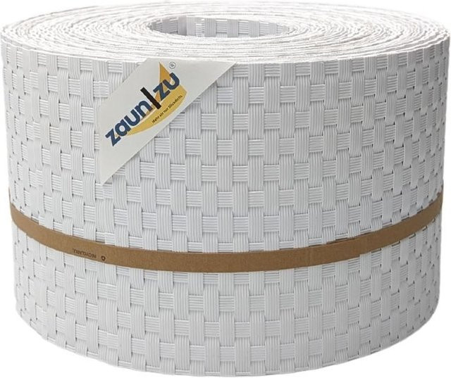 zaun zu Sichtschutzstreifen Rattan für Doppelstabmatten UV-beständig Weiß 10 x 2,55 m - Bild 1