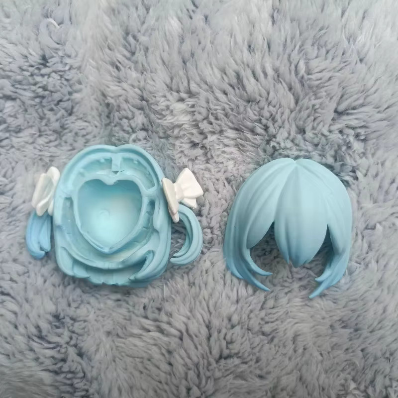 GSC OB11 BJD Kopfschale mit Make-up, DIY-Tonpuppe, Doppelzöpfe, Schleifen - Bild 1