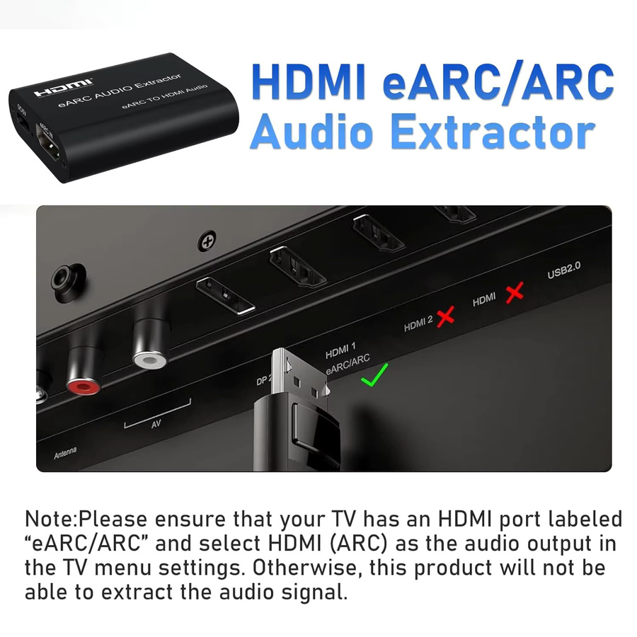 Konsenda HDMI ARC Audio-Extraktor Konverter in Schwarz für eARC/ARC zu HDMI Audio mit Unterstützung für CEC, PCM 2.0, 5.1CH und 7.1CH - Bild 5