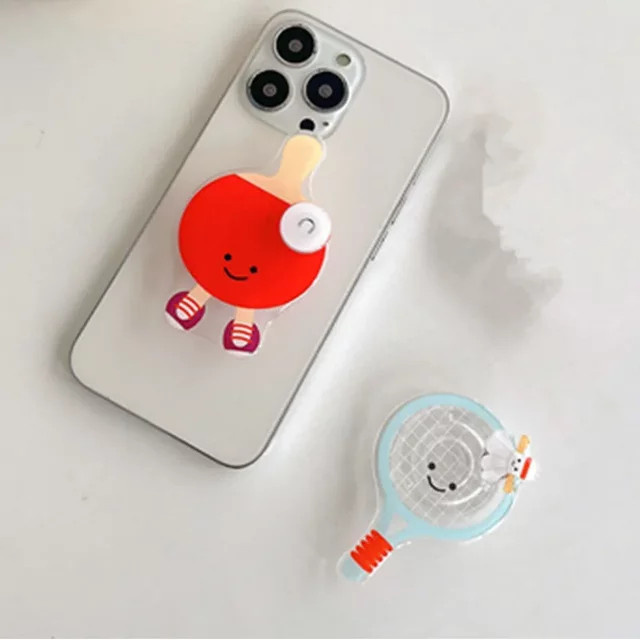 NMEGOU Rotat Badminton Faltbarer Finger Ring Griptok Telefonhalter in Rot für iPhone und Samsung - Bild 1