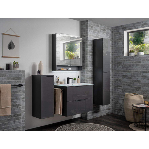 Fackelmann Bad-Hochschrank Luna in Anthrazit mit Soft-Close-Tür, B/T/H: 30,2 x 32,0 x 82,6 cm - Bild 3