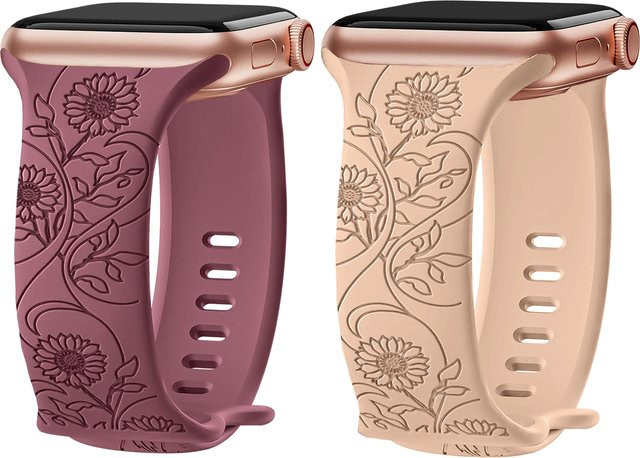Uhrenarmband Silikon, Blumengravur, Unisex - Bild 1