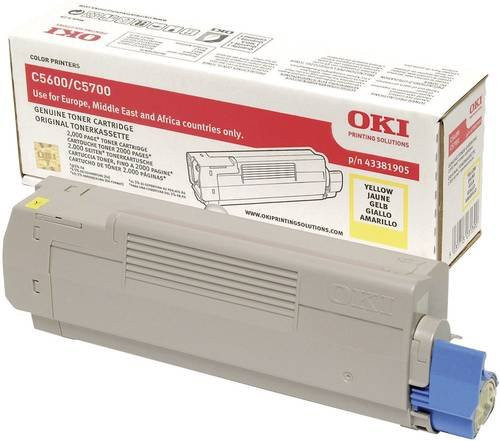 OKI Original Toner C5600 C5700 Gelb für Laserdrucker mit 2000 Seiten Reichweite - Bild 1