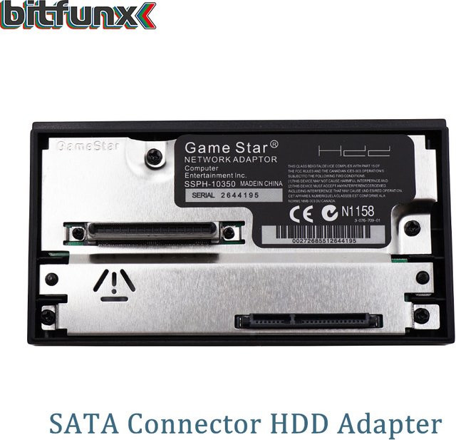 BitFunx GameStar SATA-Adapter für 2,5 oder 3,5 Zoll HDD-Festplatten, kompatibel mit der Playstation 2 PS2, Schwarz - Bild 1