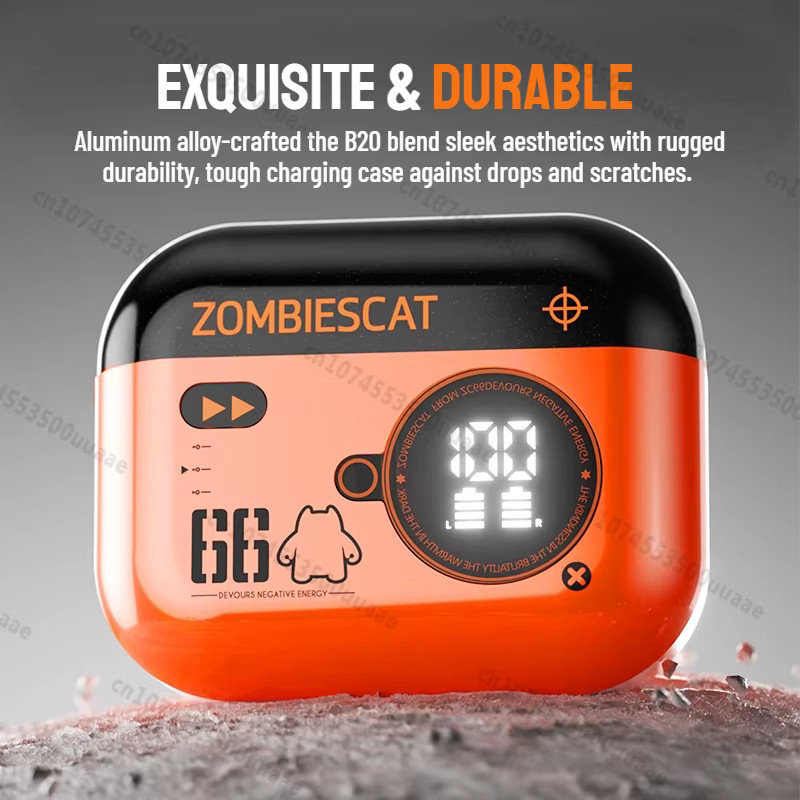 Zombies Cat B20 Legierung ANC Bluetooth 6.0 Ohrhörer in Schwarz mit aktiver Geräuschunterdrückung und kraftvollem Bass TWS kabellose Ohrhörer - Bild 2