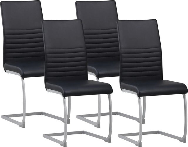 Albatros MURANO Freischwinger 4er Set in Schwarz mit Kunstleder-Bezug und Stahlgestell - Bild 1