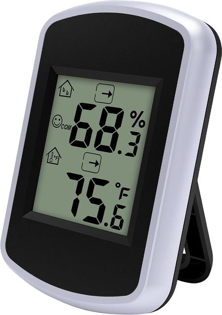 Urageuxy Digitales Thermometer mit Luftfeuchtigkeitsanzeige und Alarm in Schwarz oder Weiß - Bild 1