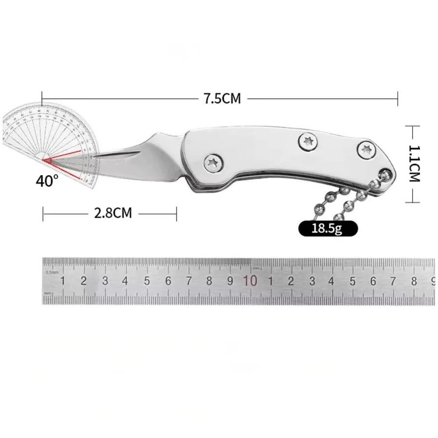 Tragbares Mini-Messer aus Edelstahl in Silber und Weiß für Outdoor, Camping und Reisen - Bild 6