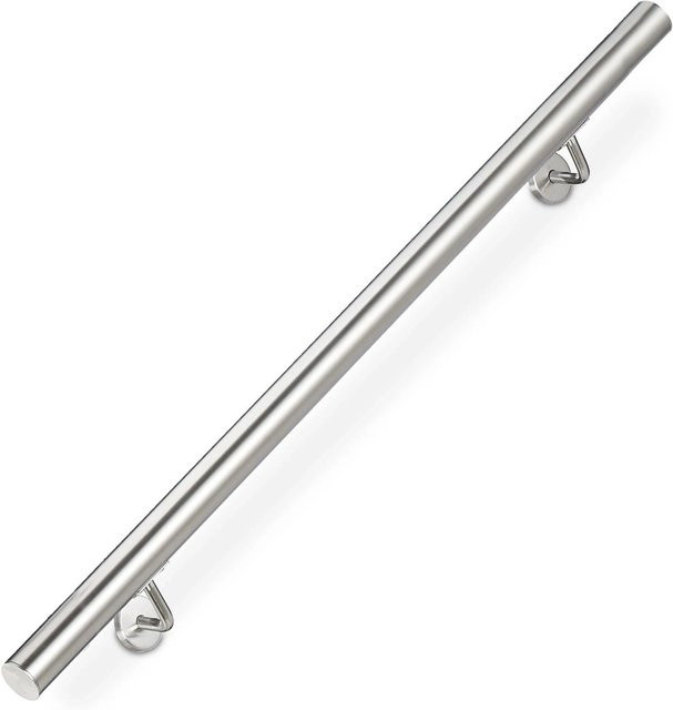 Relaxdays Handlauf aus Edelstahl in Silber mit Wandhalterung, Länge: 100 cm - Bild 1