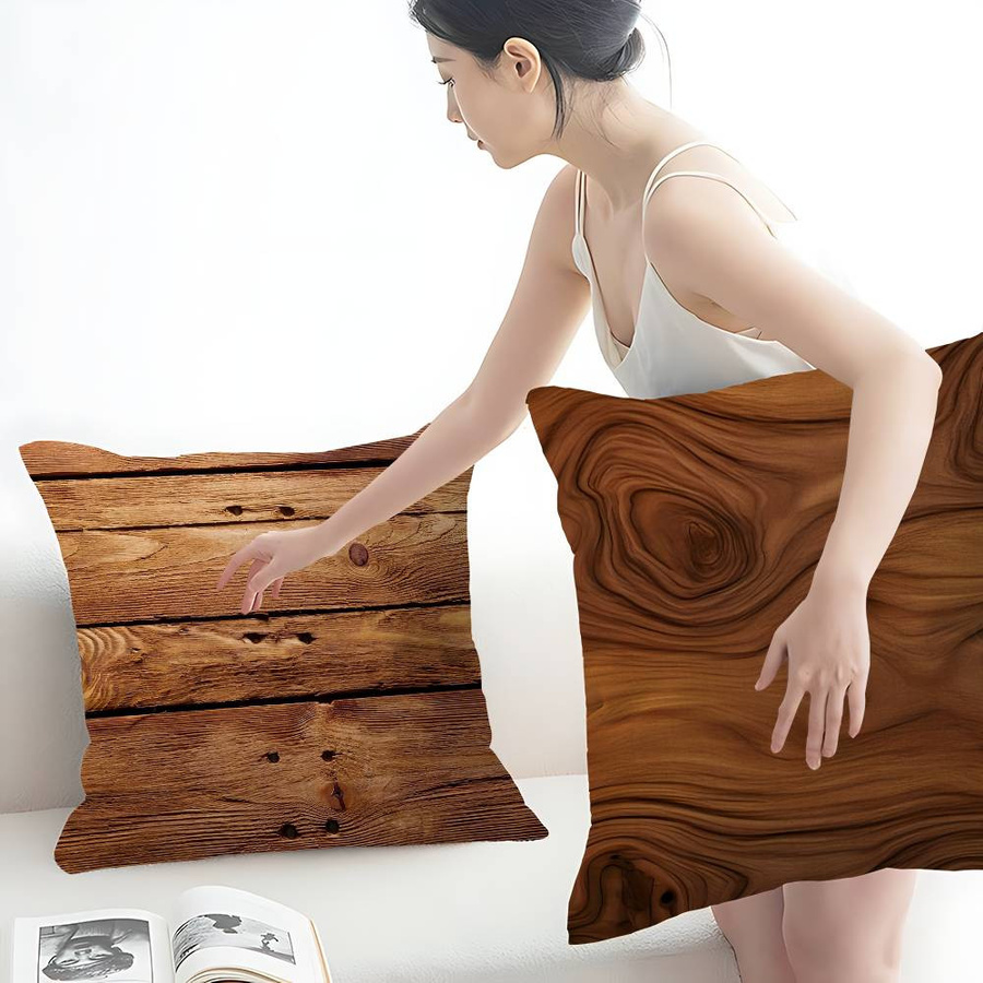 Dekorative Kissenbezüge im Bauernhaus-Stil aus Peach-Skin-Material, 1 Stück, B/H: 18 x 18 cm - Bild 1