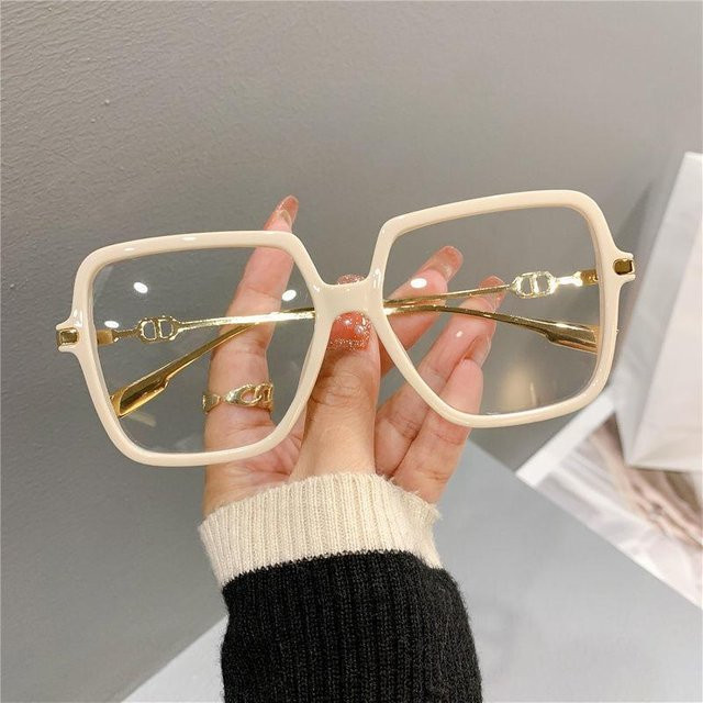 Dote Korrektionsbrille, quadratisch, Vollrand, Metallrahmen, beige, Unisex - Bild 1