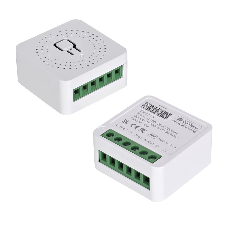 IoTorero ESPHome Mini Relay ESP32C3 mit Power Monitoring 10A in Weiß für Home Assistant - Bild 2
