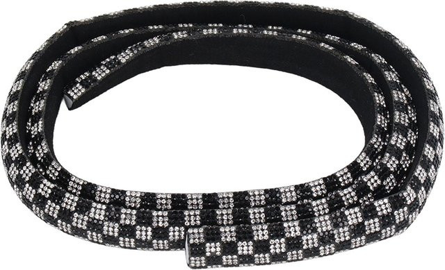 GoolRC Strassband mit 3D Halbkreis Glas Strasssteinen, Breite: 1,5 cm, 1 Yard, Schwarz und Weiß - Bild 1