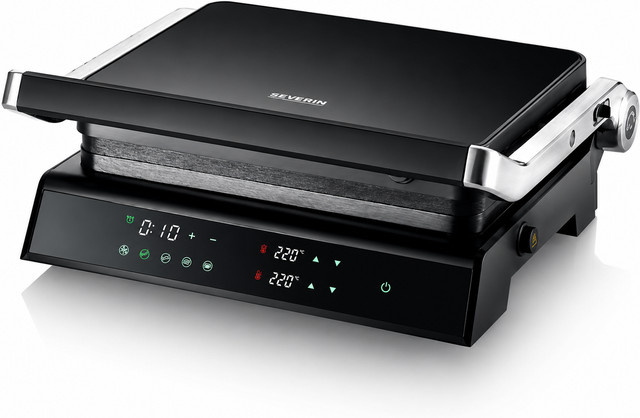 Severin SEVINI Comfort KG 2399 Kontaktgrill in Schwarz/Silber mit Timer und herausnehmbaren Platten - Bild 1