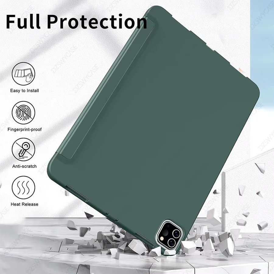 Apple iPad Pro 11 Zoll Hülle für 4./3./2. Generation (2022/2021/2020) mit Sleep/Wake Funktion, Stifthalterung für Bleistiftladung und dreifach faltbarem Stand-Softcover in Blau und Grün - Bild 3