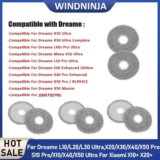 Mopptücher für Dreame X10 X20 X30 X40 X50 Ultra X50 Pro L10 L20 L30 Ultra S10 Pro JONR P20 PRO und Xiaomi X10+ X20+ von WINDNINJA - Bild 1