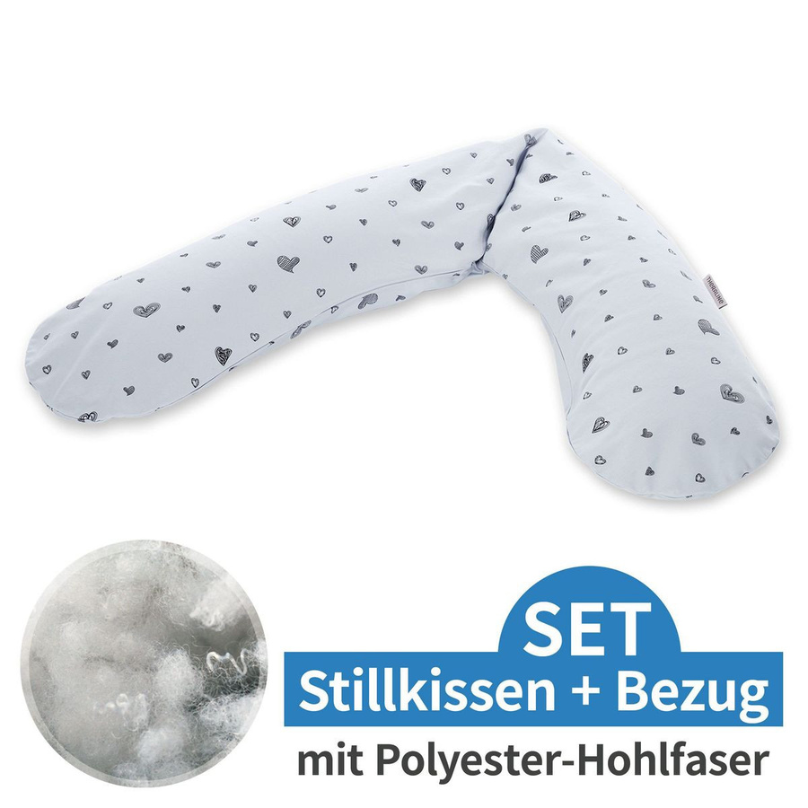 Theraline Stillkissen Das Original Sweetheart in Grau mit Polyesterhohlfaser-Füllung und abnehmbarem Bezug, Länge: 190 cm - Bild 1