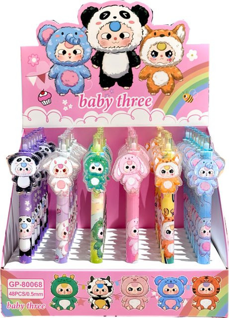 DBYC Baby Drei Serie Gelstifte im 6er Set mit Cartoon Animation Design, 0,5 mm Strichstärke, Farbe Schwarz - Bild 1