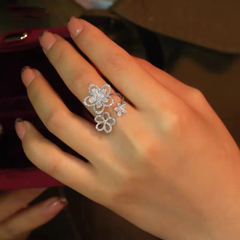Huitan Ring, blumenförmig, Silber, Zirkonia, Damen - Bild 4