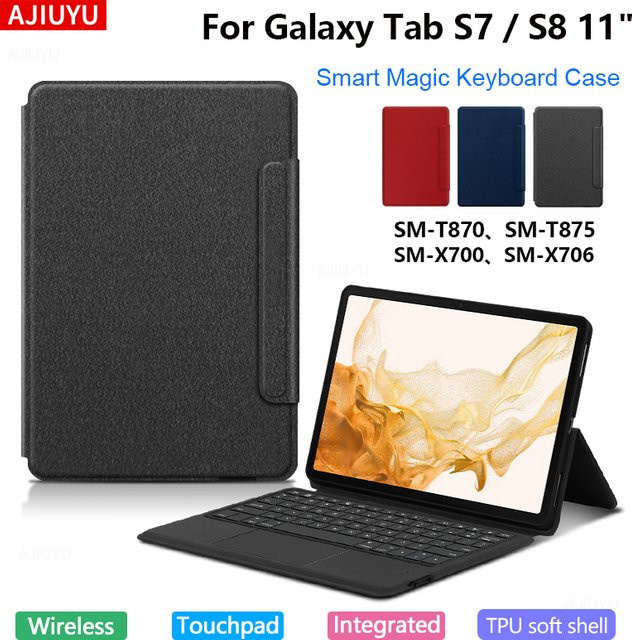 Samsung Touchpad-Tastatur und Schutzhülle für Galaxy Tab S8 11 Zoll SM-X700 SM-X706 und Galaxy Tab S7 SM-T870 SM-T875 in Schwarz - Bild 1