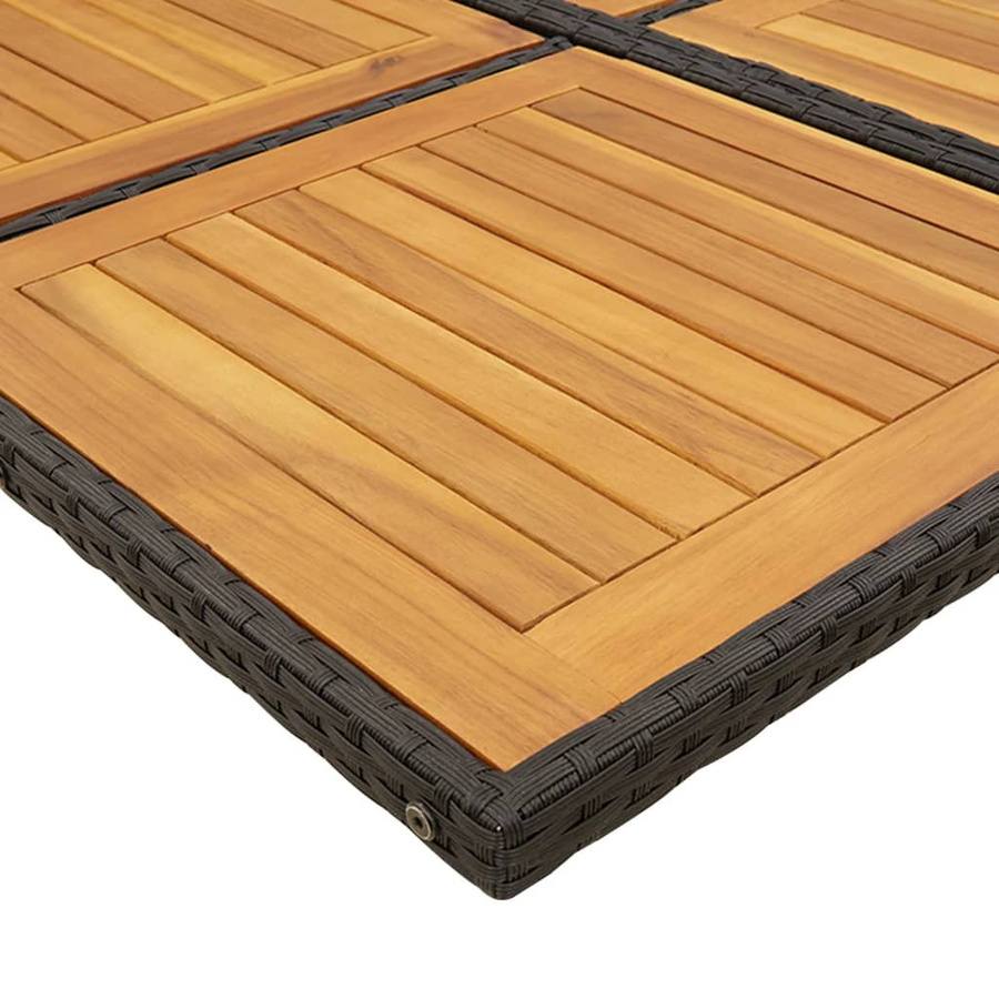 vidaXL 11-tlg. Garten-Essgruppe aus PE-Rattan und Akazienholz mit Kissen, Schwarz/Braun - Bild 4