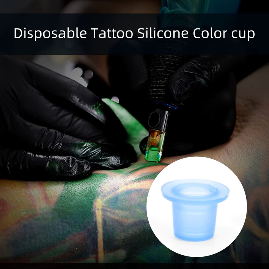 Silikon-Tattoo-Tintenbecher, Blau, Einweg-Behälter - Bild 3