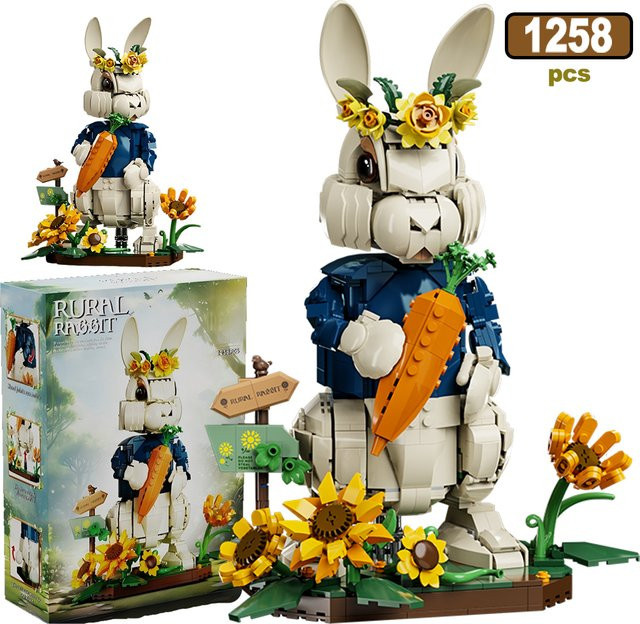 ZKZC MOC Kaninchen Katze Modell Bausteine, Tiere, Kunststoff, Bunt - Bild 1