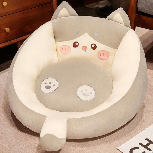 Cartoon-Katze Sitzkissen als Tatami-Matte und Futon in Grau, Breite: 55 cm, Tiefe: 35 cm - Bild 1