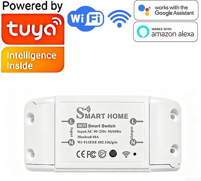 Szaoju Tuya Smart WiFi Kabelloses DIY-Modul für Lichtschalter, Weiß, Kompatibel mit Alexa und Google Home - Bild 1