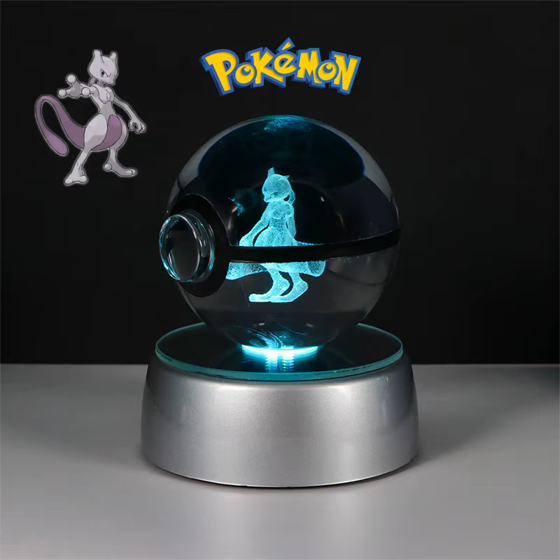 TAKARA TOMY Pokemon 3D Kristall Ball Figur, Mit Led Licht Basis, Puppen - Bild 2