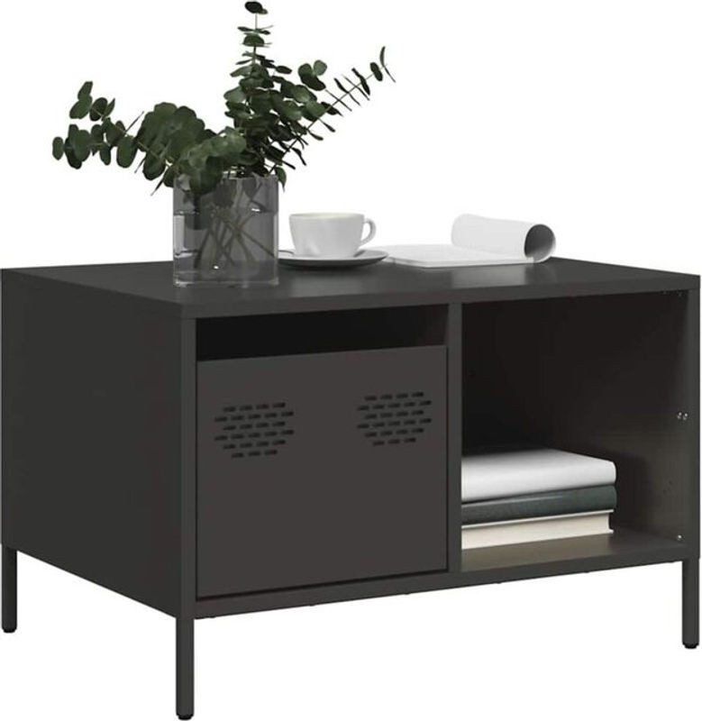 Vidaxl Couchtisch aus Stahl in Schwarz im Industrial Design, B/T/H: 68,5 x 50 x 43,5 cm - Bild 1