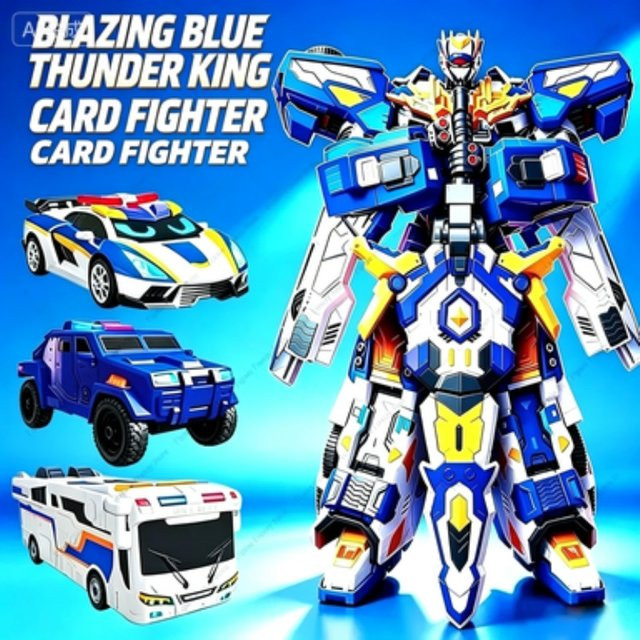 Gao Xuan Card Fighter 2 Dazzling Blue Thunder King, Integrierter Transformationsroboter, Blau - Bild 1