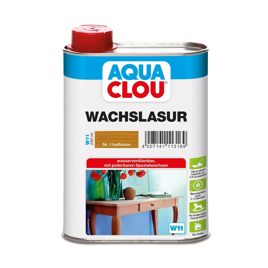 Clou Aqua Clou Wachslasur wasserbasiert Hellbraun 250 ml - Bild 2