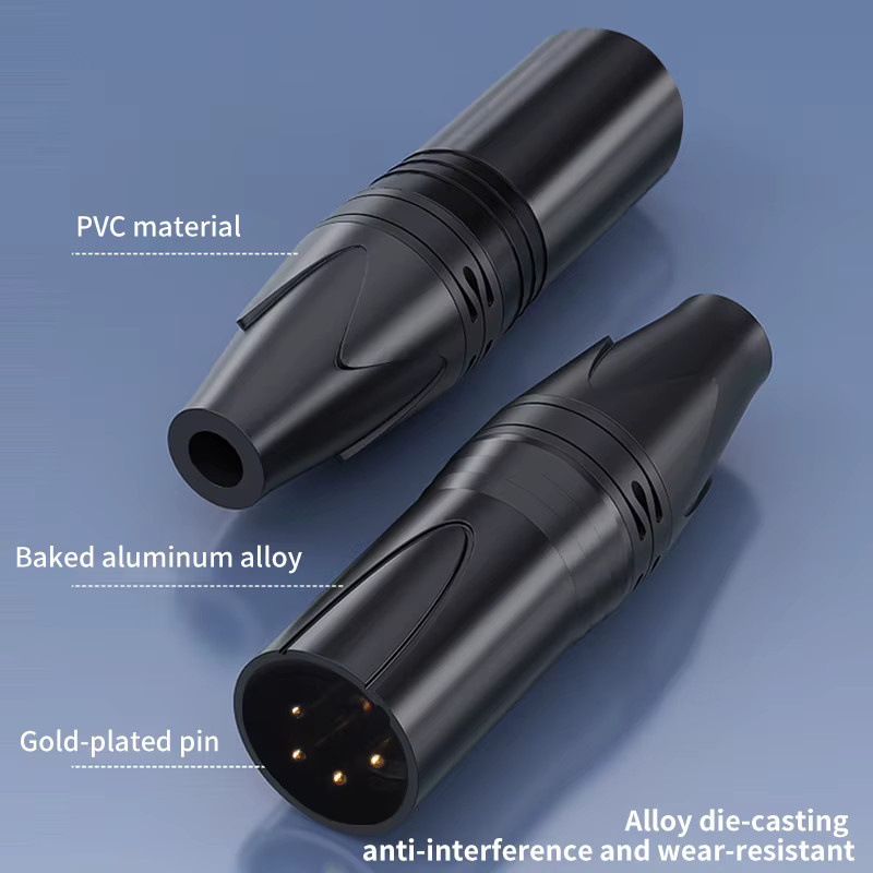 RUZUO 4-Pin XLR Mikrofon Audio Stecker Vergoldet Schwarz Männlich oder Weiblich für Audio Video - Bild 2
