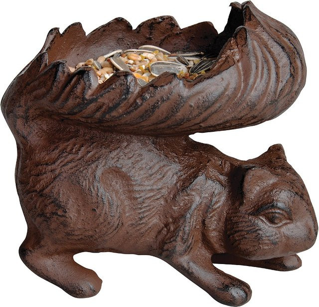 Antik-braune Futterschale aus Gusseisen für Vögel und Eichhörnchen - Bild 1