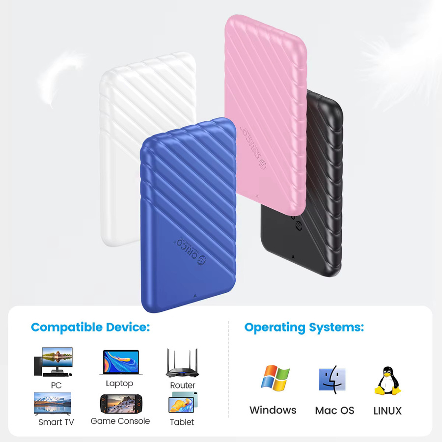 ORICO Externes 2,5 Zoll USB 3.1 Gen 1 zu SATA III Festplattengehäuse für SSD und HDD, Schwarz, Werkzeuglos mit UASP Unterstützung - Bild 4